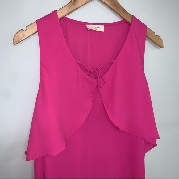 Sophie Rue Anthropologie Sleeveless Blouse Bright Pink Size Medium - Picture 3 of 6